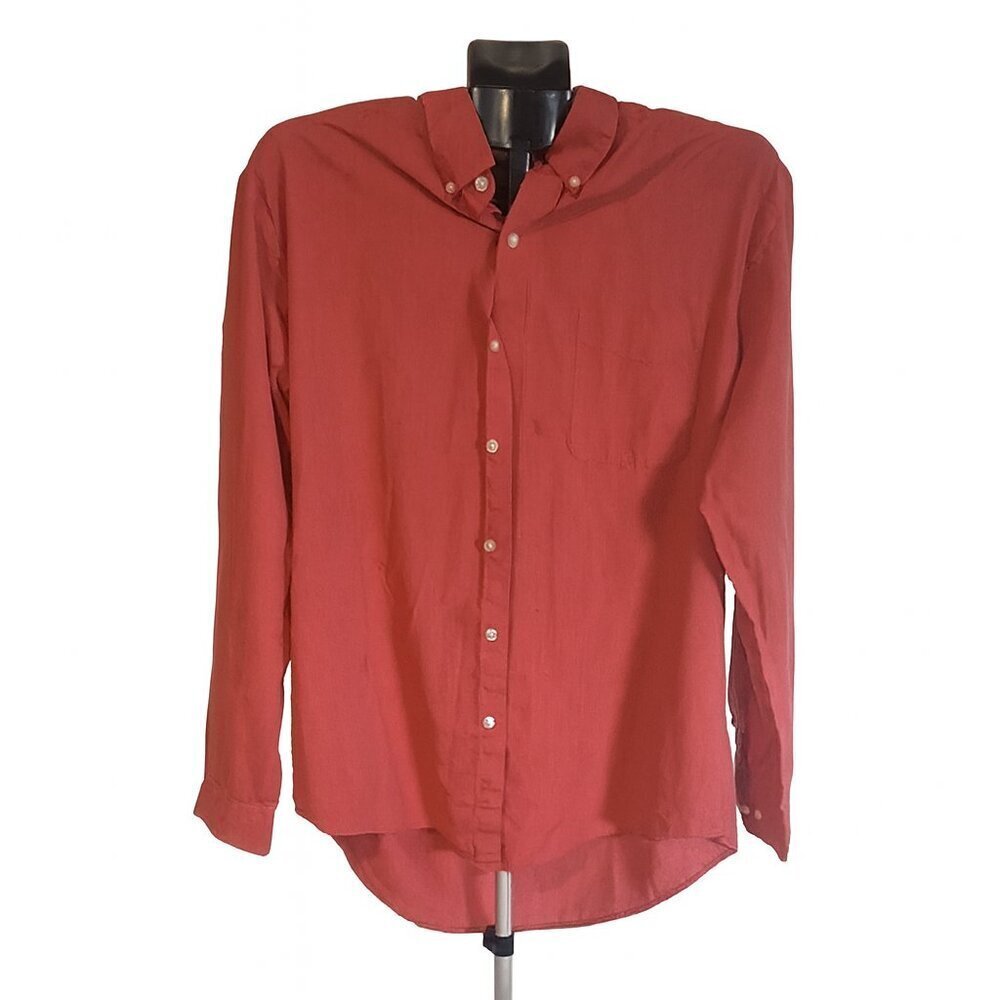 Van Heusen Men's Red Classic Fit Long Sleeve Button Down Shirt Neck size 17